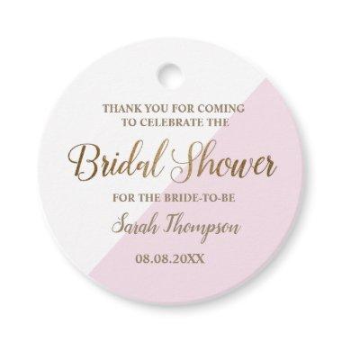 Personalized Pink and Gold Modern Bridal Shower Favor Tags