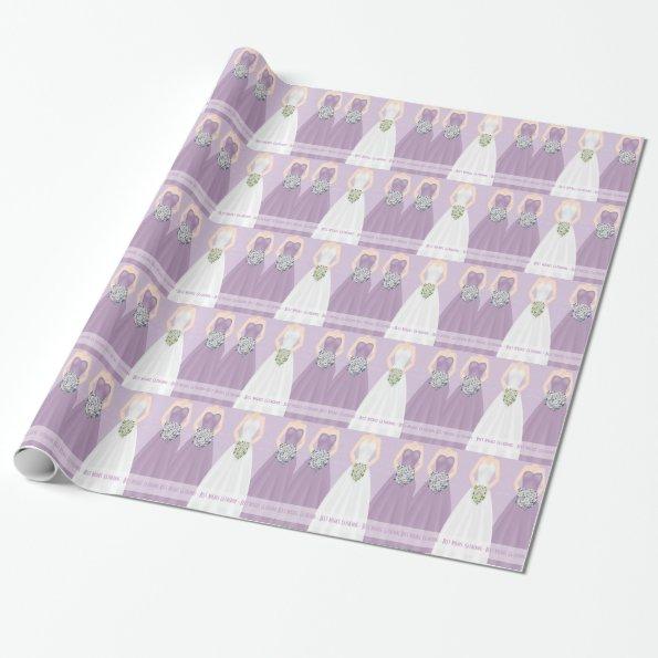 Personalized Purple Bridal Shower Wrapping Paper