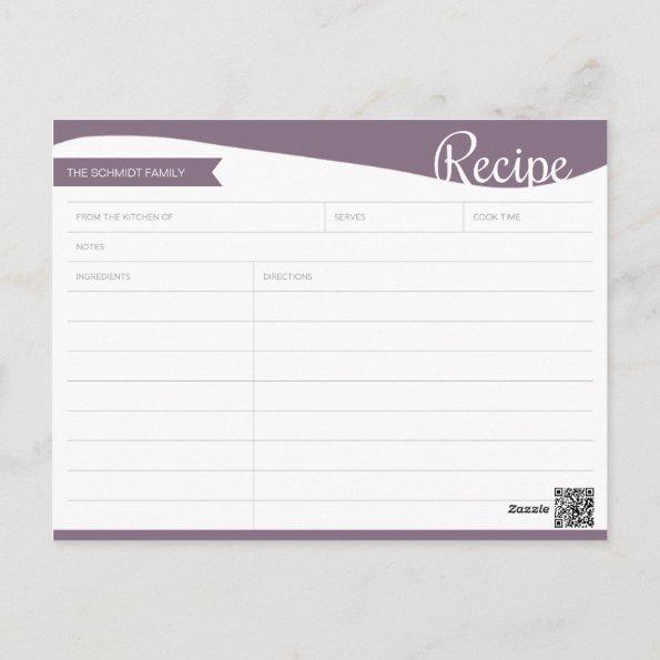 Personalized Purple & White Recipe Invitations
