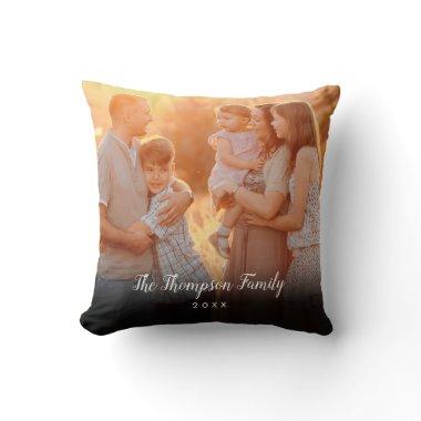 Personalized Script Name Date Photo Throw Pillow