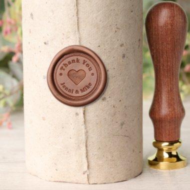 Personalized Thank You Heart Bride Groom Names Wax Seal Stamp