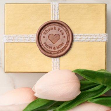 Personalized Thank You Heart Bride Groom Names Wax Seal Sticker