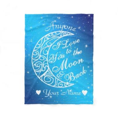 Personalized To The Moon and Back Fleece Blanket
