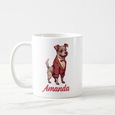 Personalized Valentine's Terrier Dog in a Suit Coffee Mug