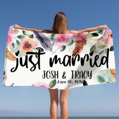 Personalized Wedding Engagement Bridal Shower Beach Towel