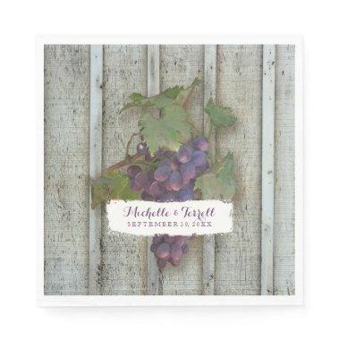 Personalized Wedding Reception Vineyard Grapes Napkins