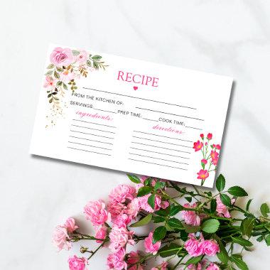 Petals and prosecco Floral Bright Pink Recipe Enclosure Invitations