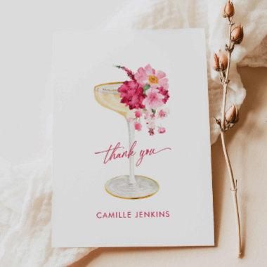 Petals and Prosecco Pink Bridal Shower Thank You Invitations