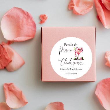 Petals & Prosecco Blush Pink Floral Bridal Shower Classic Round Sticker