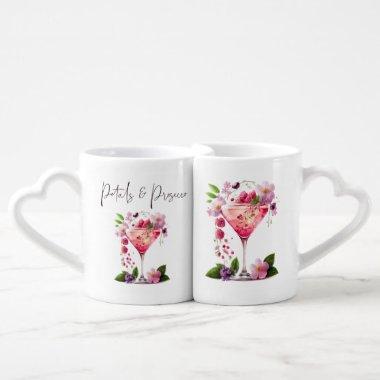 Petals & Prosecco Blush Pink Floral Bridal Shower Coffee Mug Set