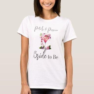 Petals & Prosecco Pink Bridal Shower Party T-Shirt