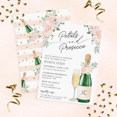 Petals & Prosecco Sparkling Wine Bridal Shower Invitations