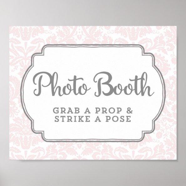 Photo Booth Wedding Sign Blush Pink Vintage Damask