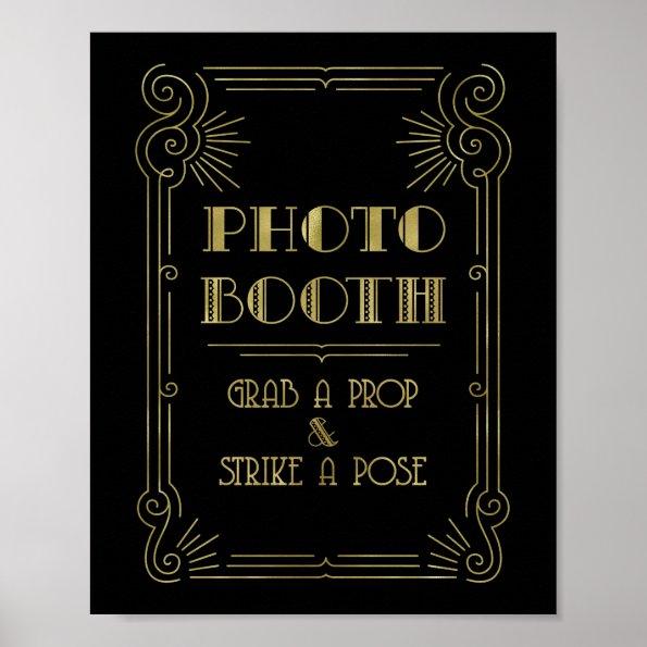 Photo Booth Wedding Sign Gold Black Art Deco