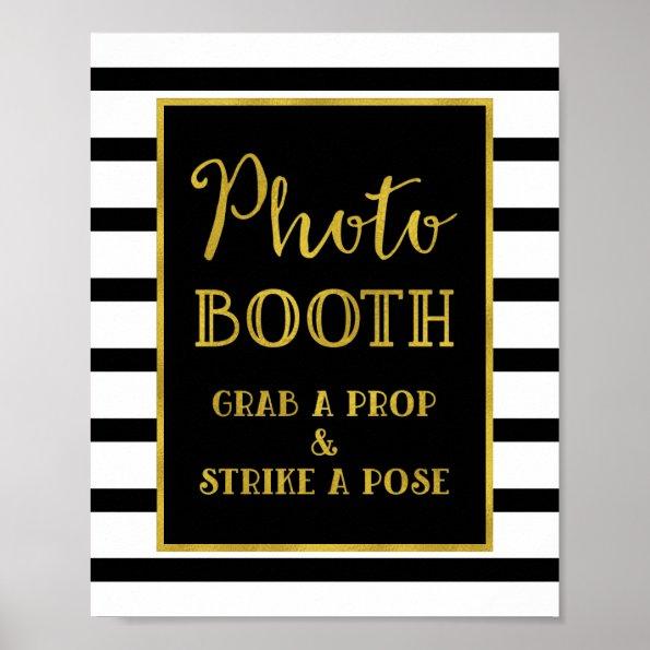 Photo Booth Wedding Sign Gold Black Stripes