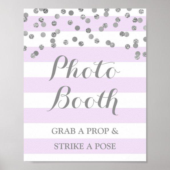 Photo Booth Wedding Sign Purple Silver Confetti