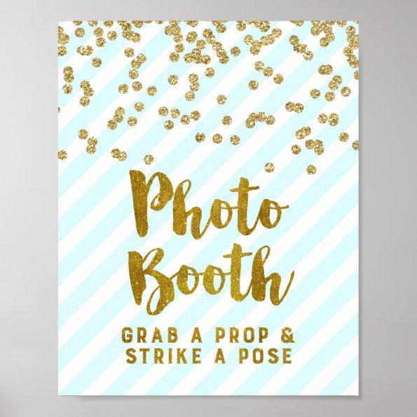 Photo Booth Wedding Sign Sky Blue Gold Stripes