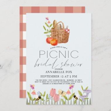 Picnic in the Park Basket Floral Bridal Shower Invitations