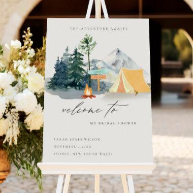 Pine Woods Camping Mountain Bridal Shower Welcome Foam Board