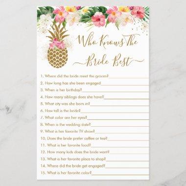 Pineapple Floral Who Knows The Bride Best Game