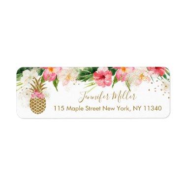 Pineapple Tropical Floral Bridal Shower Label