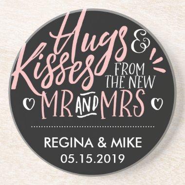 Pink and Black Hugs and Kisses From New Mr and Mrs Coaster