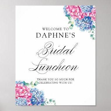 Pink and Blue Hydrangeas Bridal Luncheon Welcome Poster