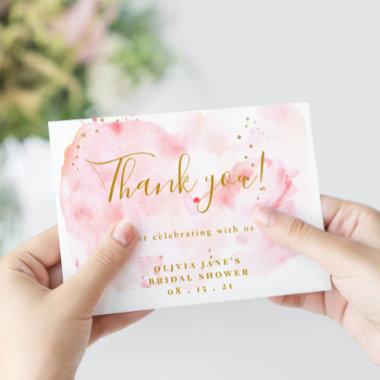Pink And Gold Bridal Shower Thank You Invitations