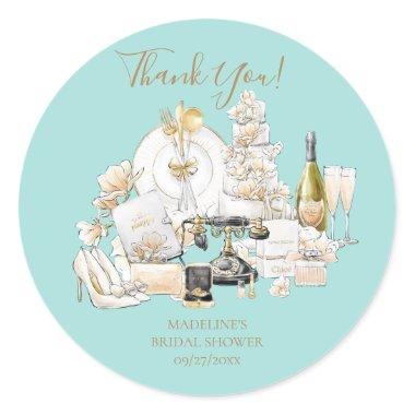 Pink and Gold Bridal Shower Thank You Classic Roun Classic Round Sticker