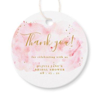 Pink And Gold Bridal Shower Thank You Favor Tags