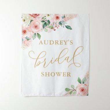 Pink and Gold Floral Bridal Shower Backdrop