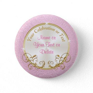 Pink and Gold Personalized Baby Shower Guest Pins