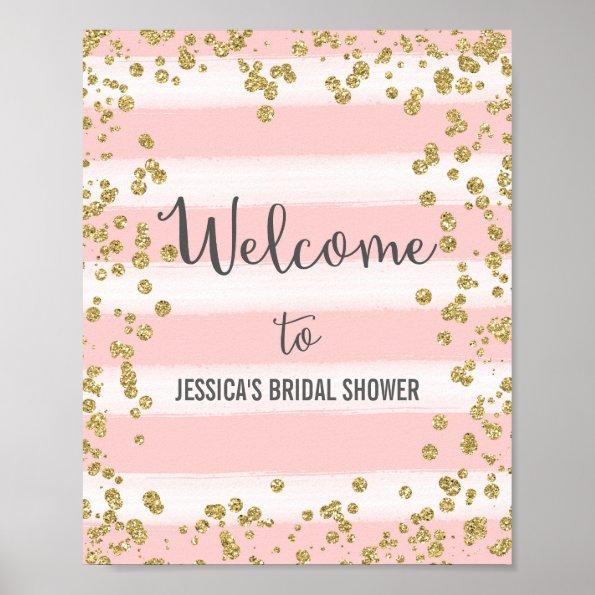 Pink and Gold Welcome Poster Print