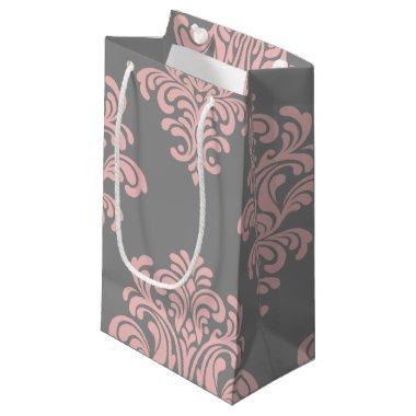 Pink and Gray Damask Pattern Small Gift Bag