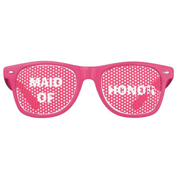Pink and White Maid of Honor Party Eye Glasses