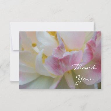 Pink and White Tulip Flower Flat Thank You Notes Invitations