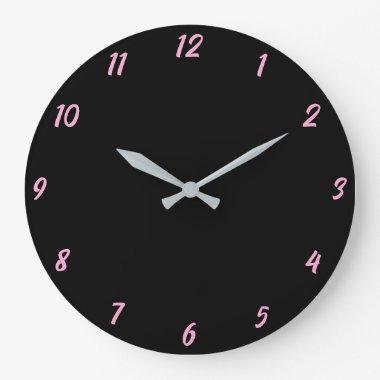 Pink Black Classy Elegant Custom Color Cute Gift Large Clock