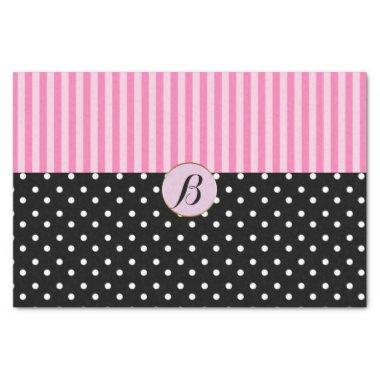 Pink Black Polka Dots Stripes Modern Paris Chic Tissue Paper