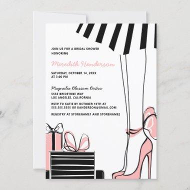 Pink Black Sophisticated Glam Bridal Shower Invitations