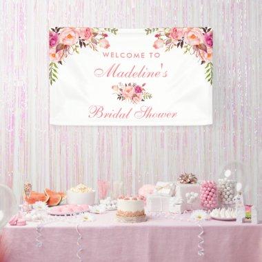Pink Blush Floral Bridal Shower Welcome Banner