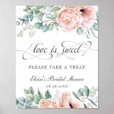 Pink Blush Floral Love is Sweet Take a Treat Sign