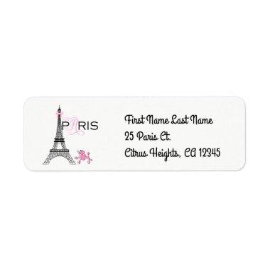 Pink Bow Eiffel Tower Paris France Poodle Chic Label