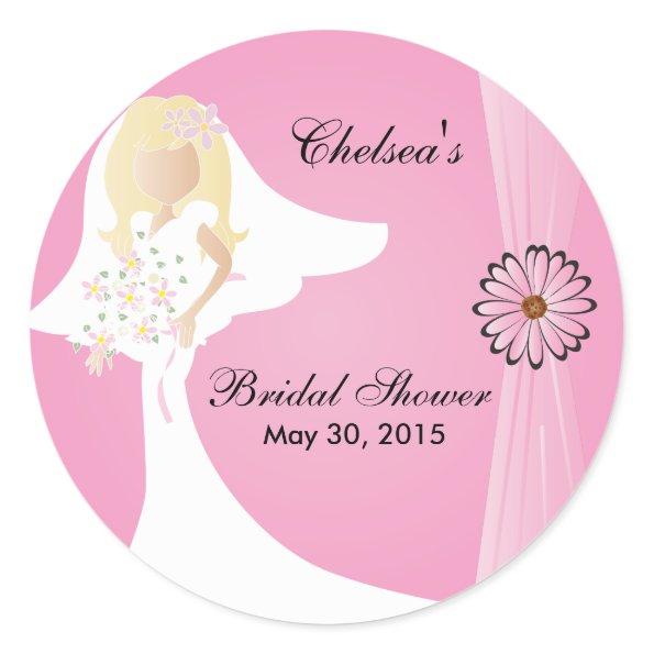 Pink Bridal Shower Classic Round Sticker