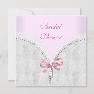 Pink Bridal Shower White Lace Corset Invitations