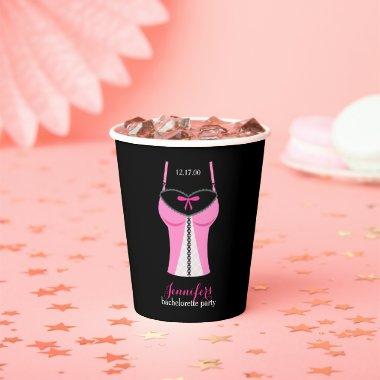 Pink Bustier Girls Night Out Bachelorette Paper Cups