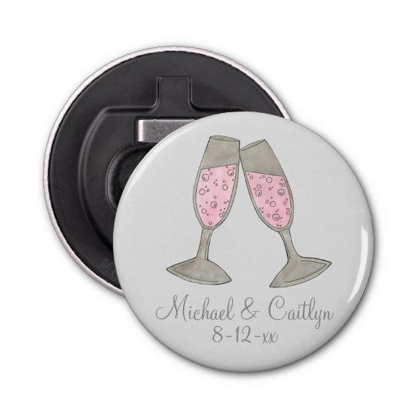 Pink Champagne Wedding Favor Bridal Shower Bottle Opener