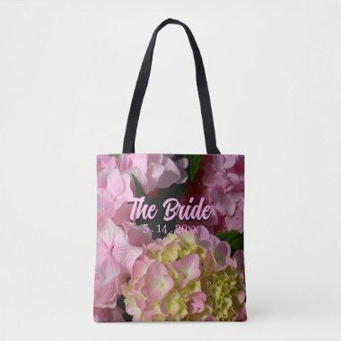 Pink Cream Hydrangeas yellow pink floral for bride Tote Bag