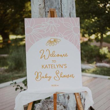 Pink Daisy Baby Shower or Birthday Welcome Sign