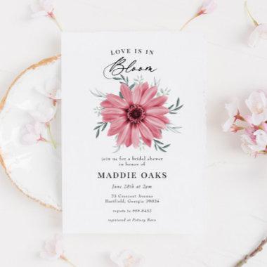 Pink Daisy "Love is in Bloom" Bridal Shower Invitations