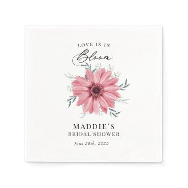 Pink Daisy "Love is in Bloom" Bridal Shower Napkins